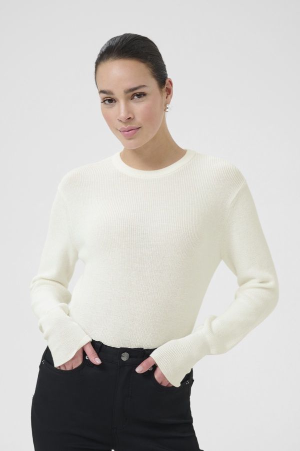 Kaffe Chandail rib col rond offwhite 10510095