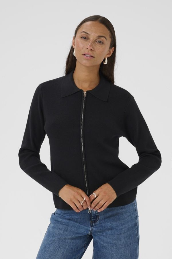 Kaffe Cardigan polo fermeture éclair noir 10510526