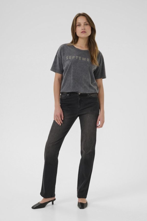 Kaffe Jeans Coupe droite Gris foncé 10510727