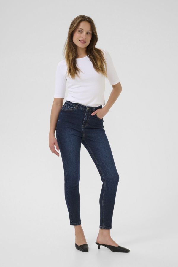 Kaffe Jeans taille haute coupe régulière Slim bleu foncé 10510714