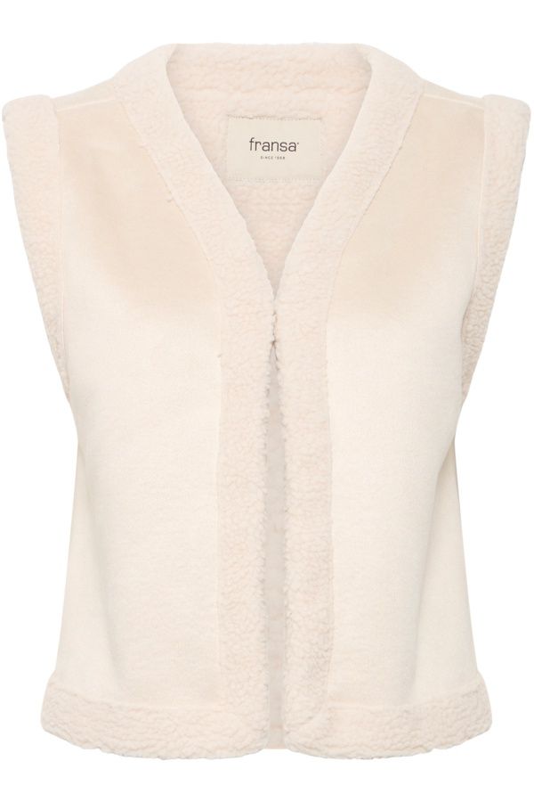 Fransa Veste sans manches courte écru suède et mouton 20615655