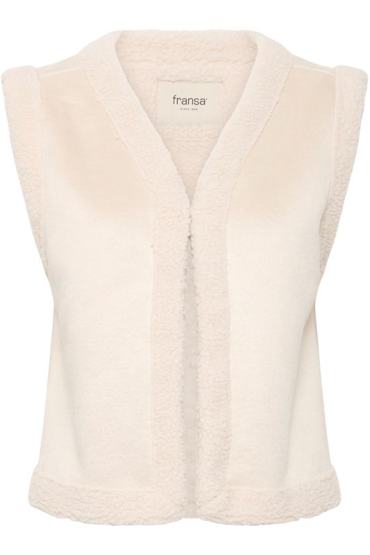 Fransa Veste sans manches courte écru suède et mouton 20615655