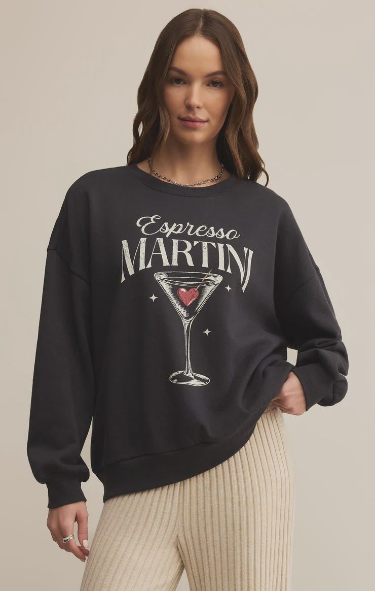 ZSupply Chandail crewneck noir délavé imprimé Martini ZLT253118