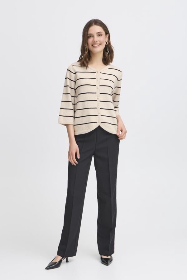 Fransa Cardigan avoine rayures noires 20615894