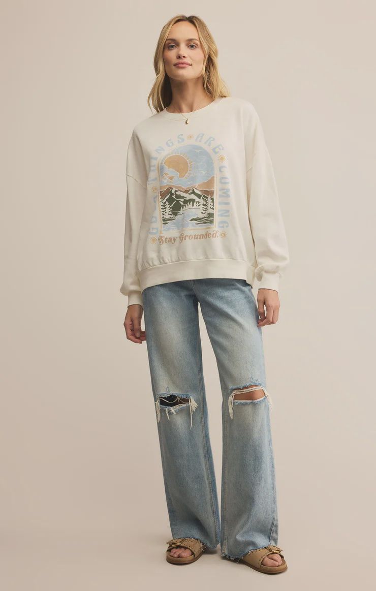 ZSupply Chandail crewneck offwhite imprimé paysage GT253166