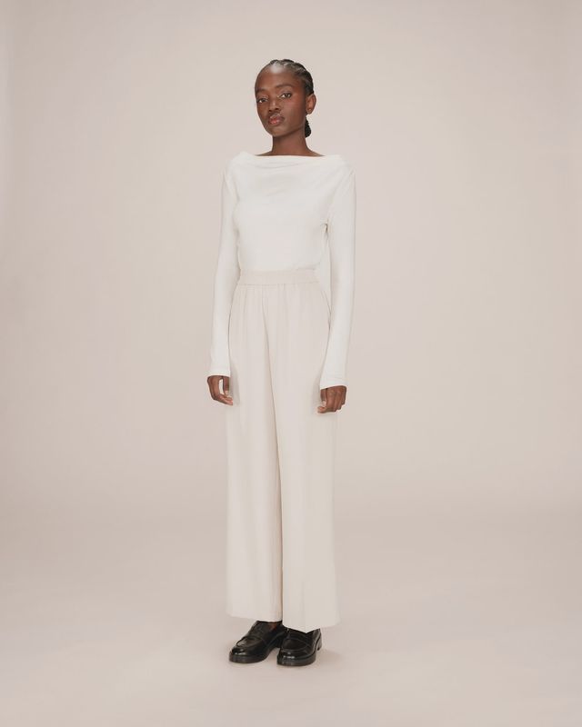 Grace&amp;Mila Pantalon Noblesse taille élastique Écru 3006