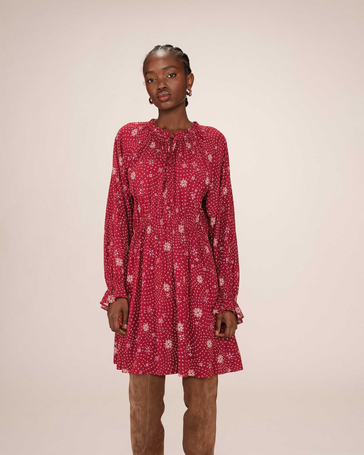 Grace&amp;Mila Robe Sentimentale imprimé floral Terracotta 0017