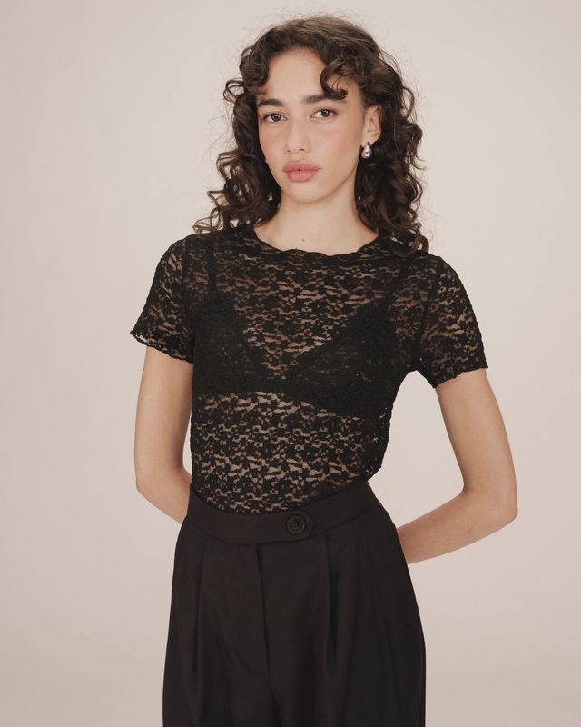 Grace&amp;Mila T-Shirt Swift dentelle noir 7076