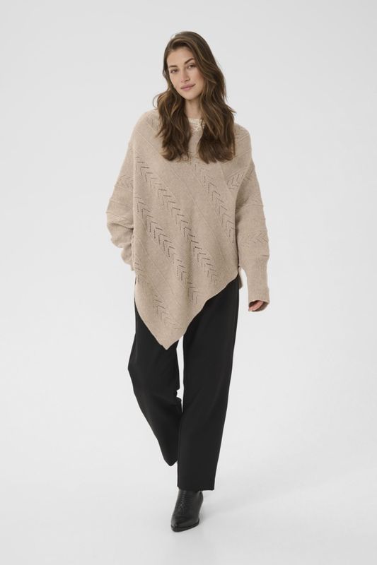 Cream Veste poncho tricot avec manches col V 10610828