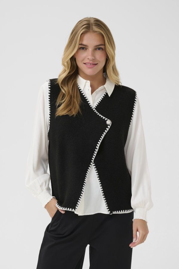 Cream Veste tricot noire sans manche 10614304