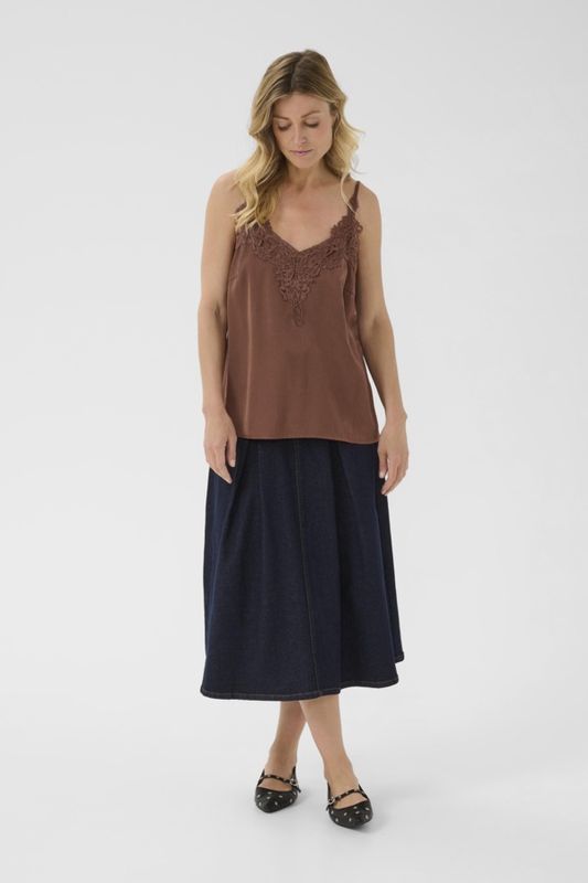 Cream Haut à fines bretelles ajustables broderie avant Sorrel Horse 10611224