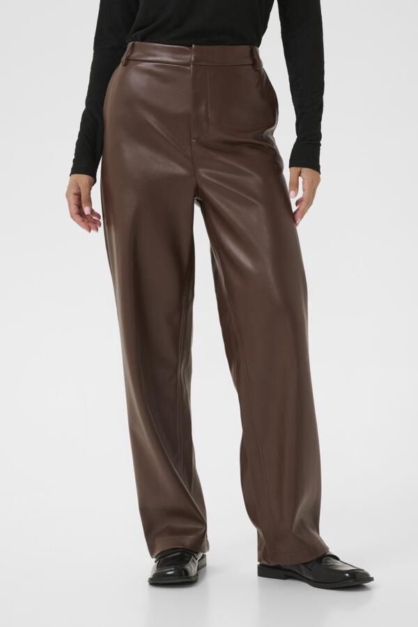 Cream Pantalon cuir vegan Brown Washed 10614241
