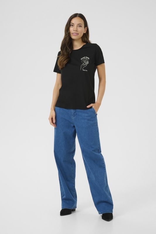 Cream T-Shirt noir manches courte image White Heart Hand 10614116