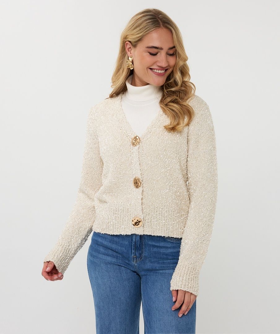Esqualo Cardigan bouclé bouton doré 2502538