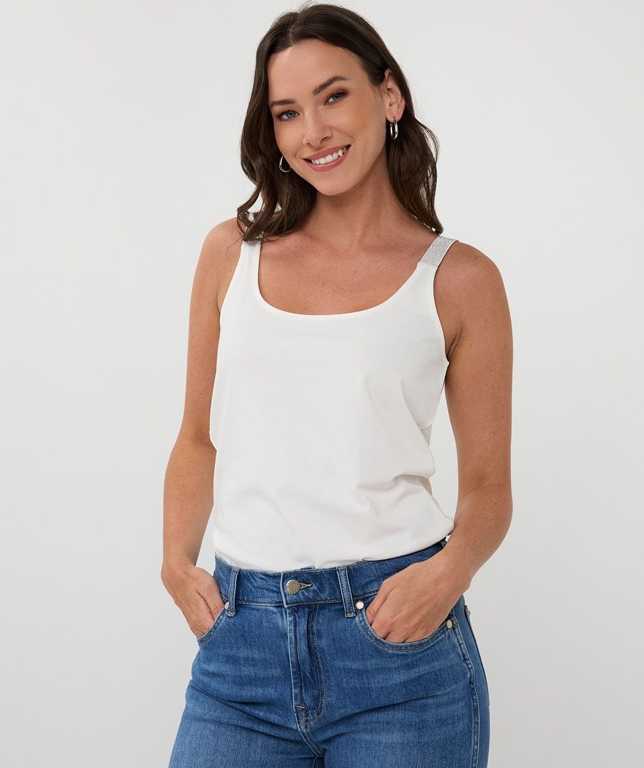 Esqualo Camisole offwhite bretelles lurex 2530512