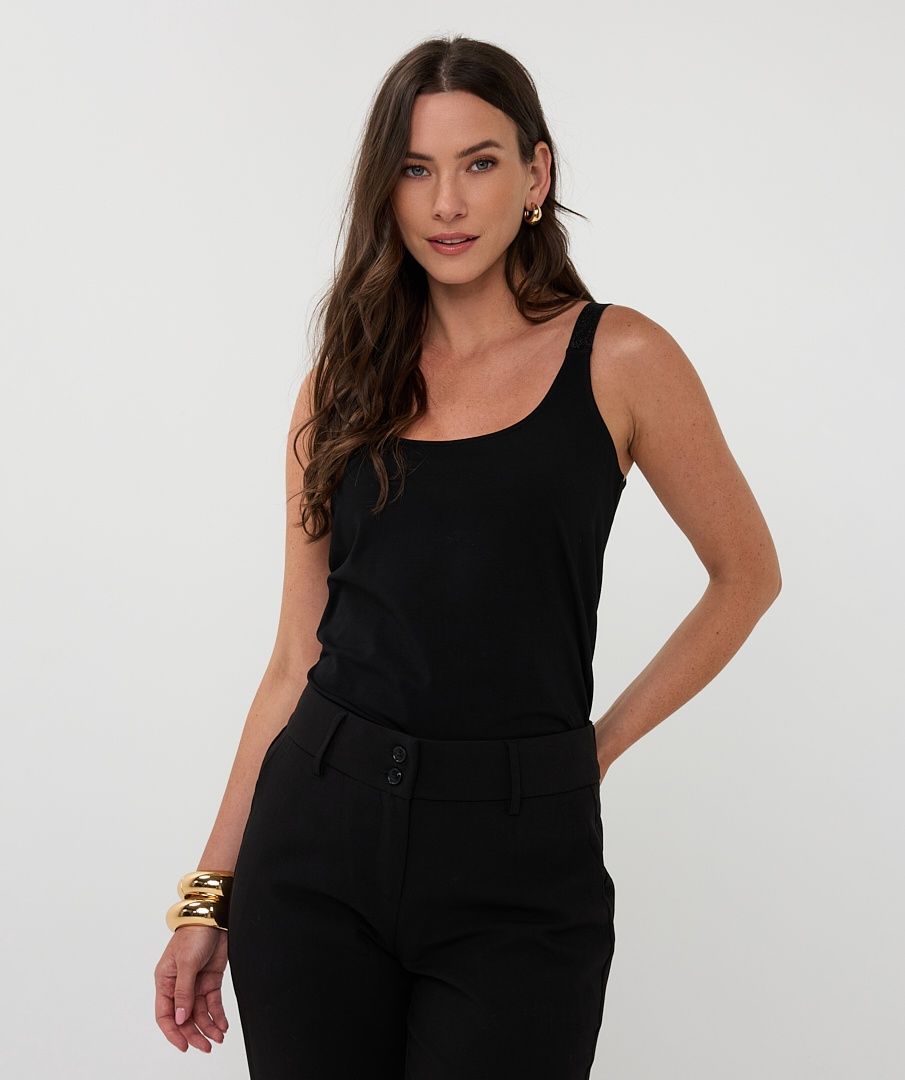 Esqualo Camisole noire bretelles lurex 2530512