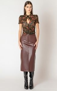 Black Tape Jupe midi bourgogne cuir vegan 2622348