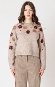Black Tape Pull lainage Broderie Fleurs 2627014
