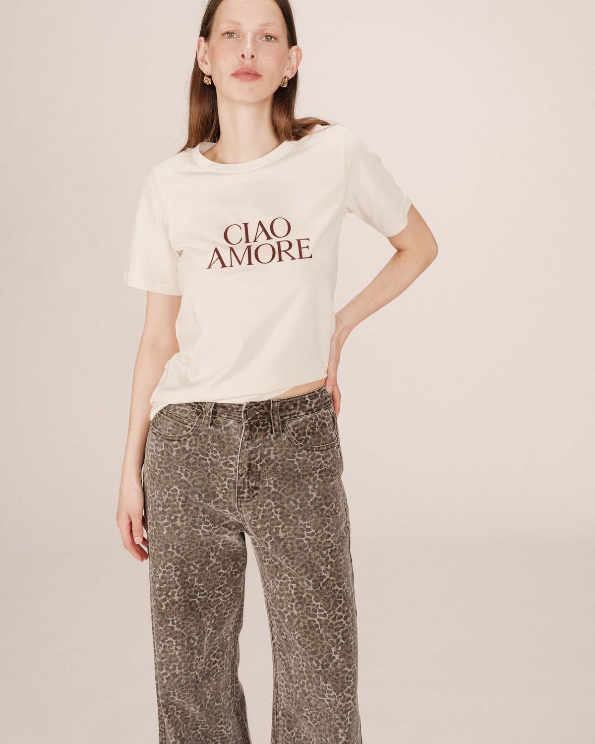 Grace&amp;Mila T-Shirt SOFT offwhite écriture Ciao Amore velours 7077