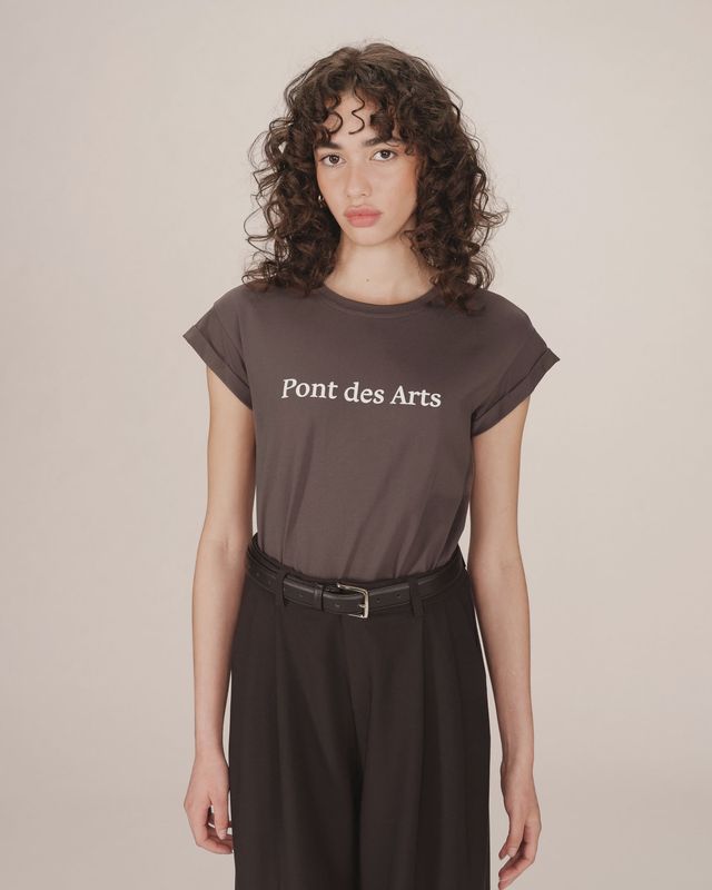 Grace&amp;Mila T-shirt SORENTINO brun chocolat écriture Pont des Arts 7060
