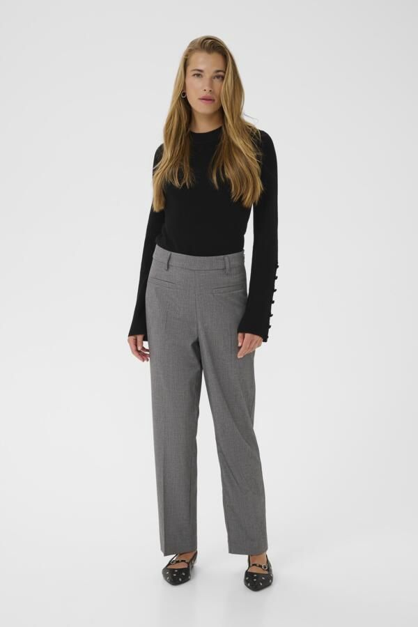 Kaffe Pantalon droit gris fines rayures offwhite 10510547