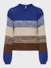 Only Pull lainage manches longues rayures bleu et brun 15358513