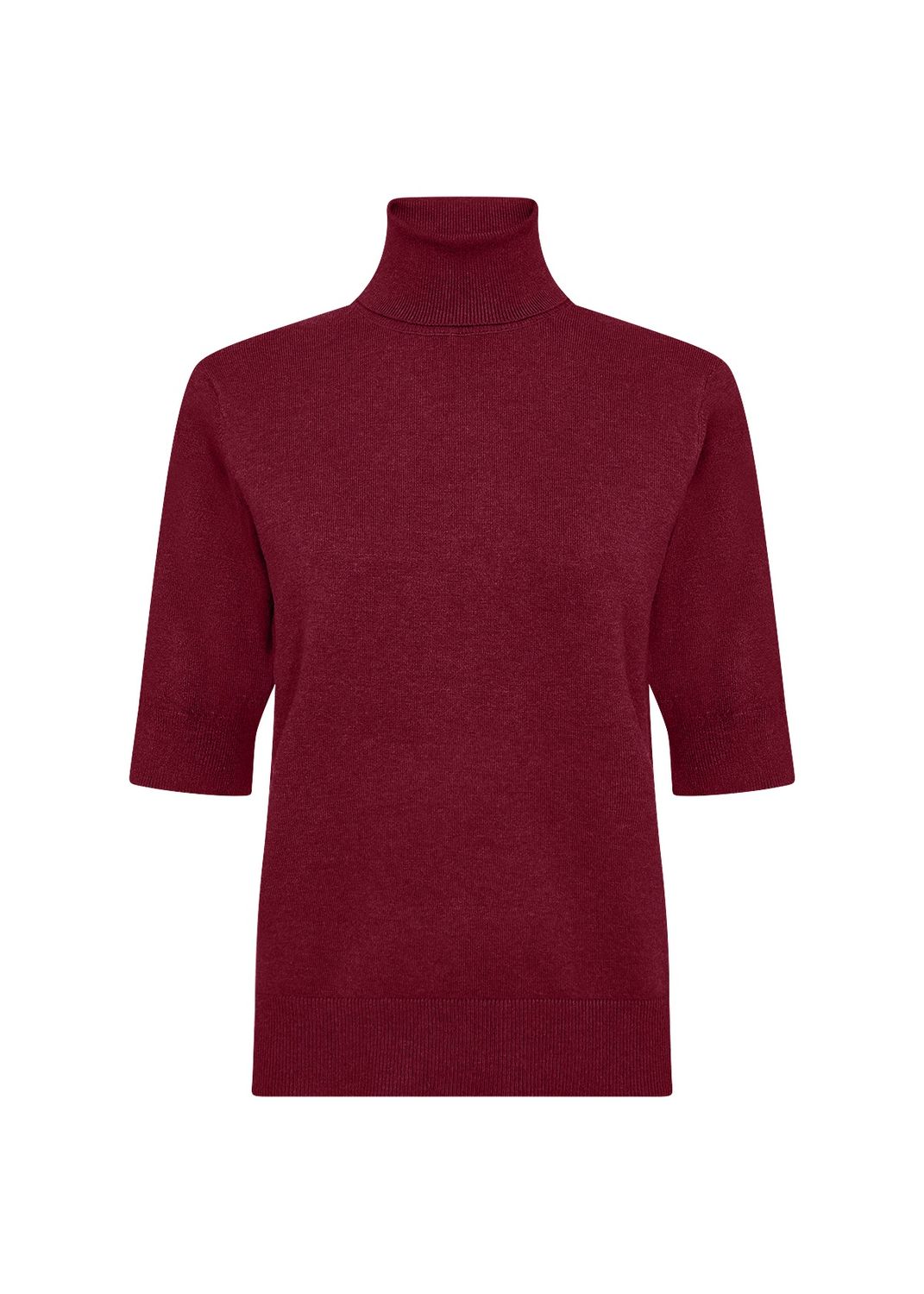 Soya Concept Chandail col roulé manches courtes Rouge foncé mélange 33423