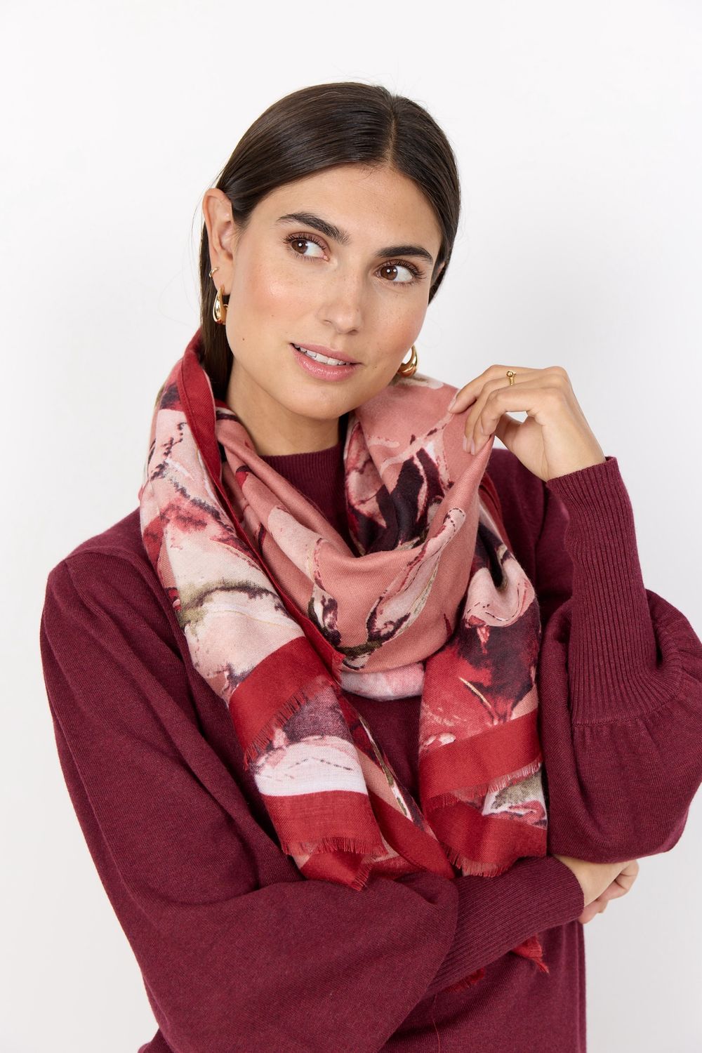 Soya Concept Foulard motifs rouge foncé combi 51461