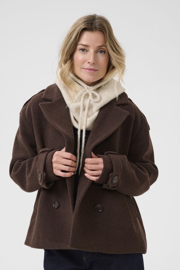 Cream Capuchon en tricot lainage beige 10614039