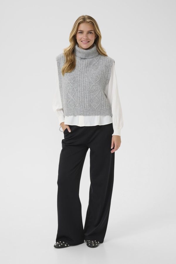 Cream Haut tricot court gris melange 10614254