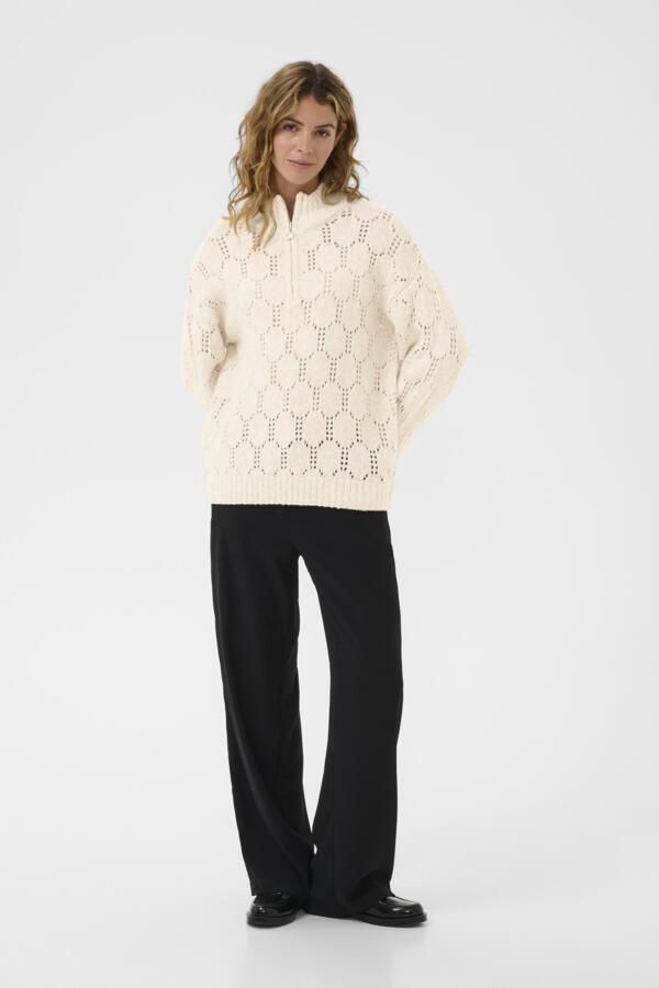 Cream Pull tricot avoine mélange beau détail fermeture éclair étoile 10614250
