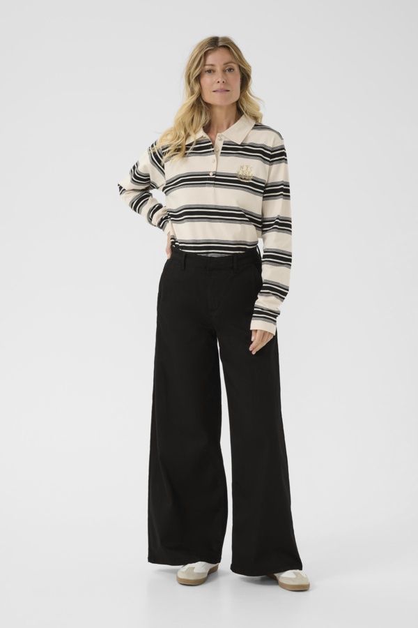 Cream Pantalon denim noir jambes larges 10613683