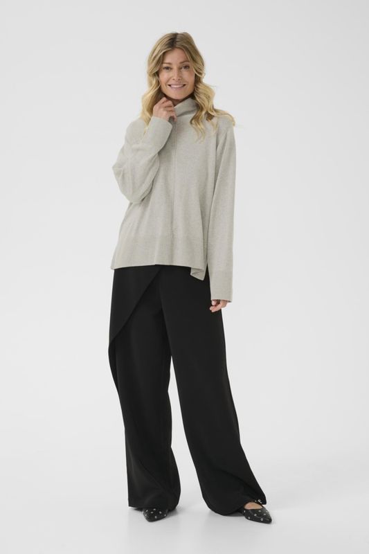 Cream Chandail col roulé coupe ample light grey melange 10613181