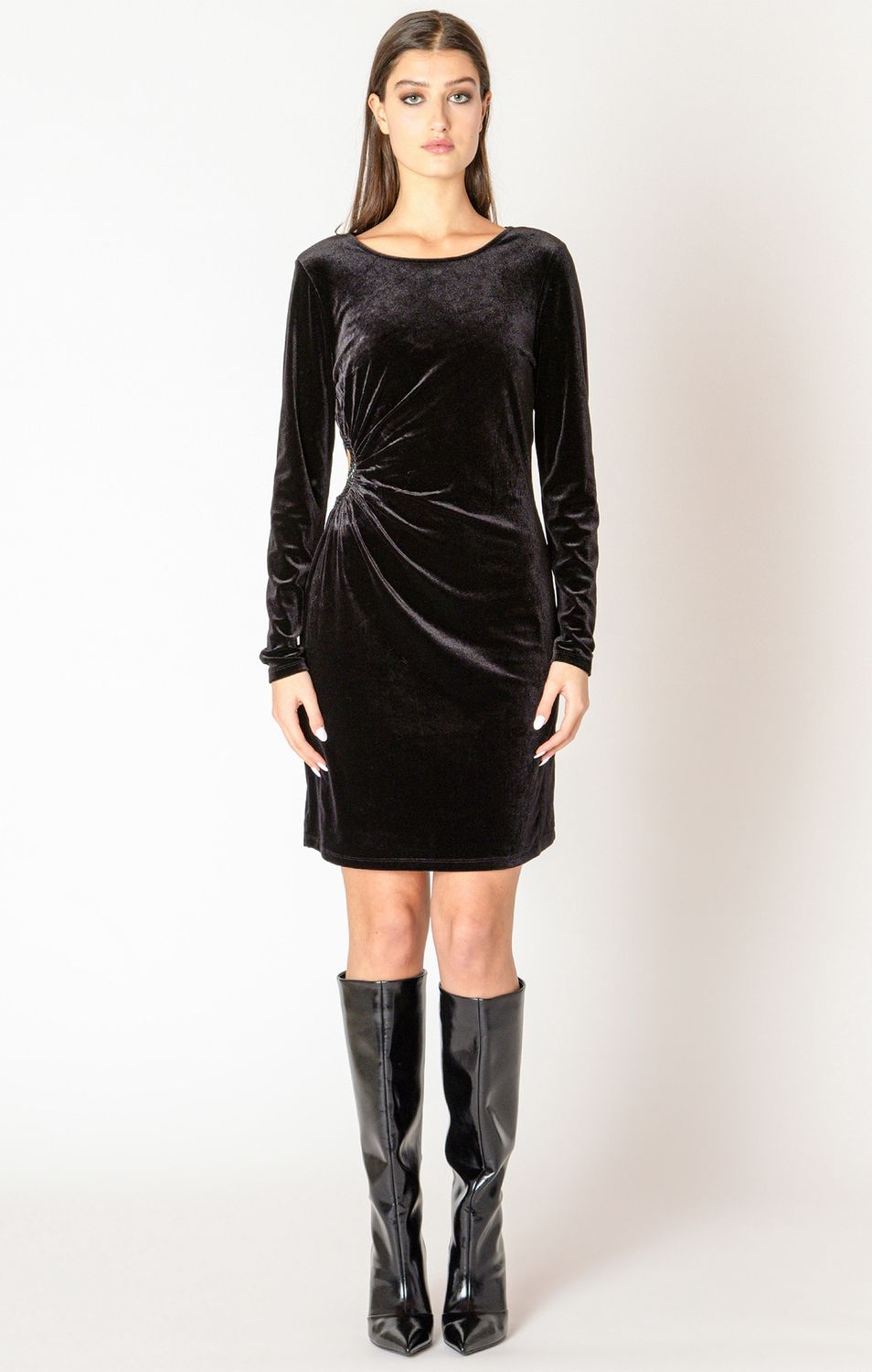 Black Tape Robe velours noir ouverture paillettes sur le coté 2622014