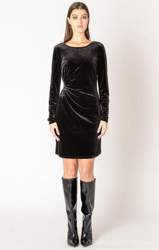 Black Tape Robe velours noir ouverture paillettes sur le coté 2622014