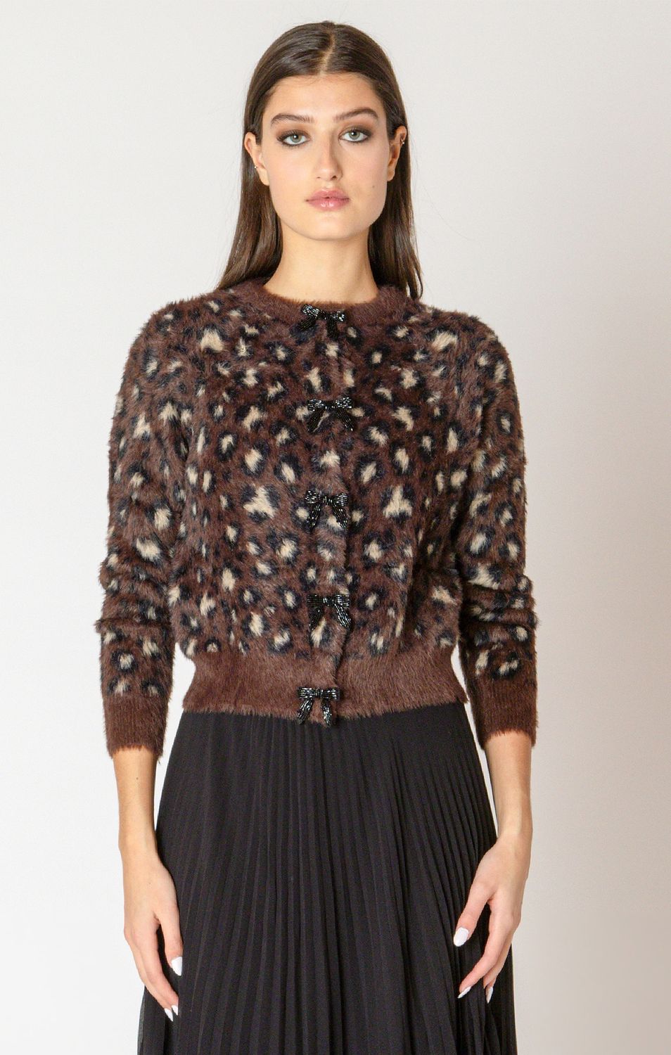 Black Tape Cardigan doux motif léopard 2627267