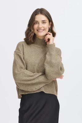Fransa Pull lainage col montant manches longues taupe melange 20617048