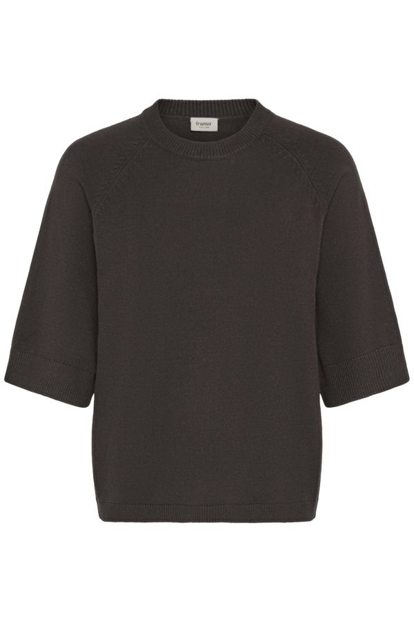 Fransa Pull tricot manches 3/4 brun chocolat 20617164