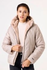 Garcia Manteau réversible matelassé et fourrure taupe GJ500909