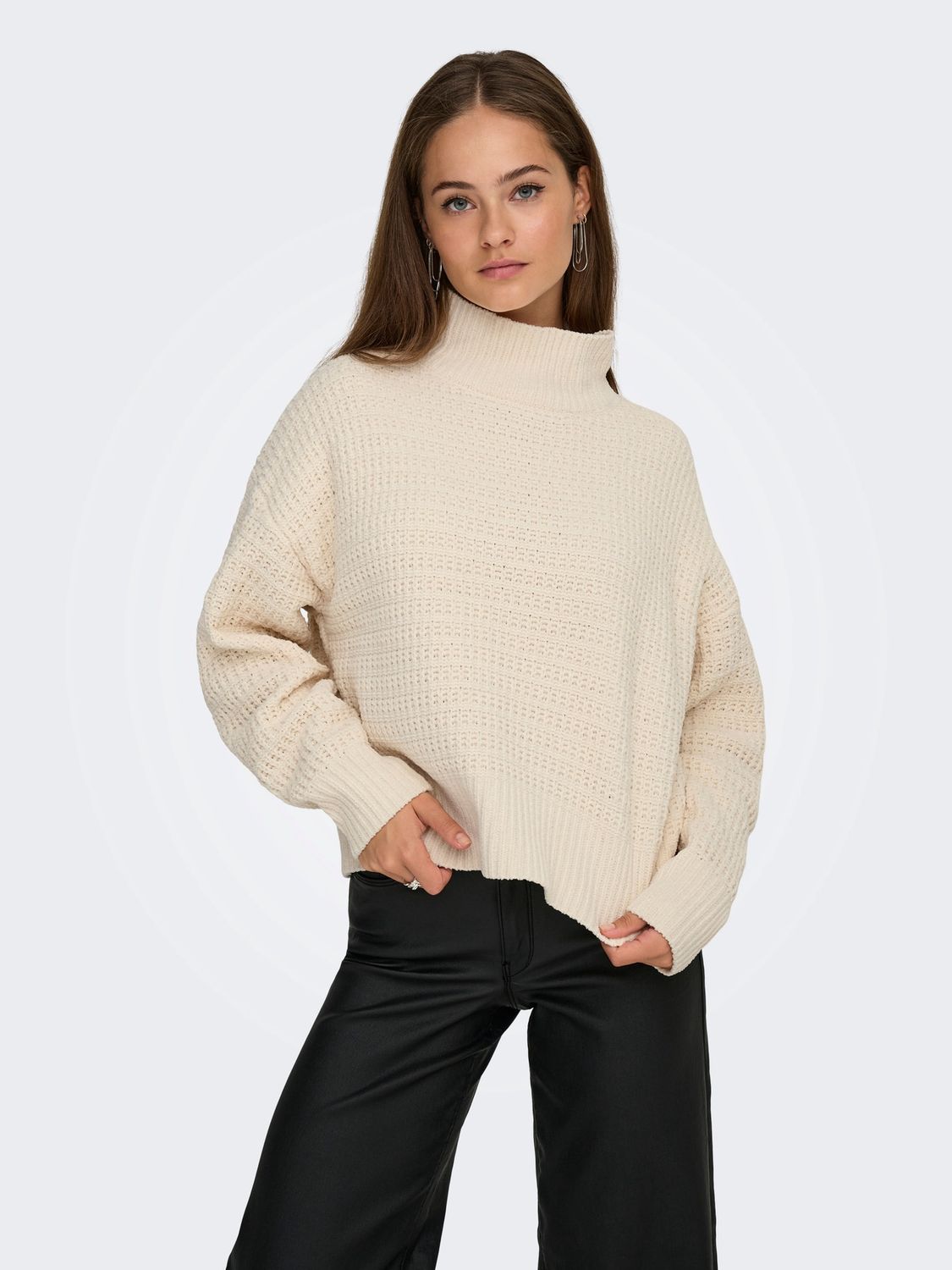 Only Pull manches longues col montant crème 15358582