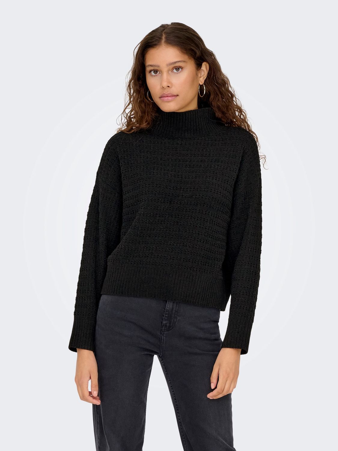 Only Pull manches longues col montant noir 15358582