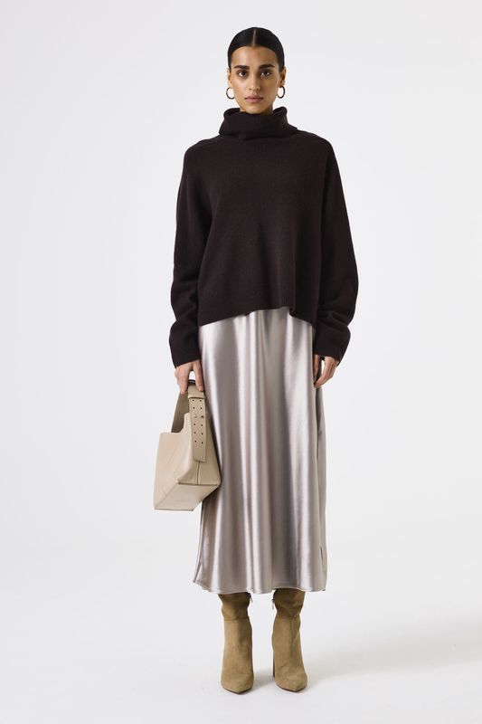 Garcia Pull manches longues col roulé brun chocolat J50049