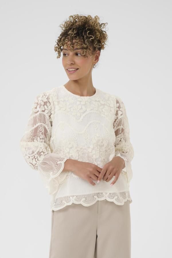 Cream Blouse blanche dentelle 10614481