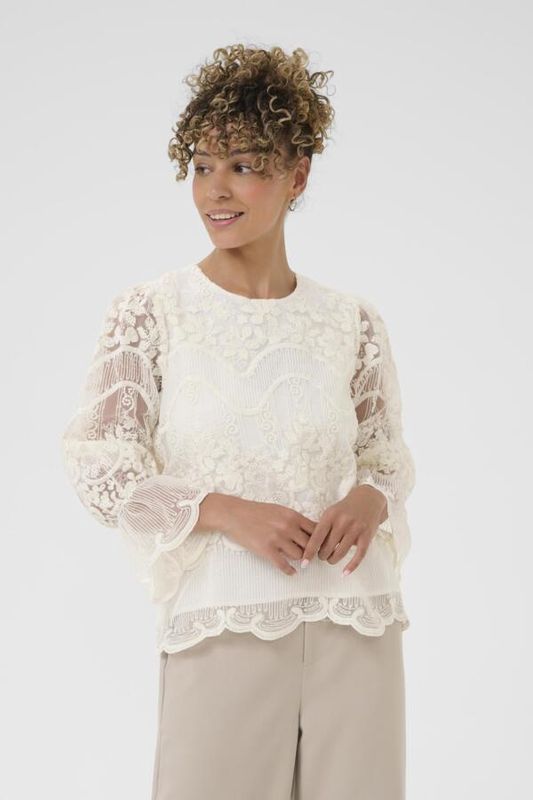 Cream Blouse blanche dentelle 10614481