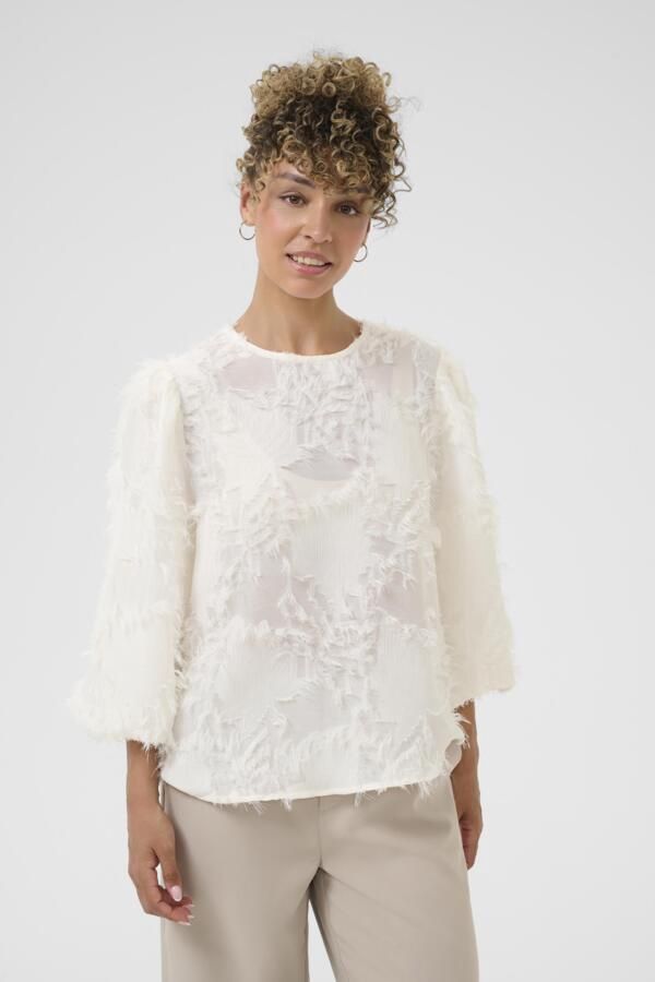 Cream Blouse offwhite manches bouffantes texturé 10614450