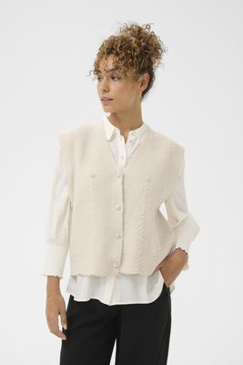 Cream Veste tricot offwhite sans manche avec perles 10614513