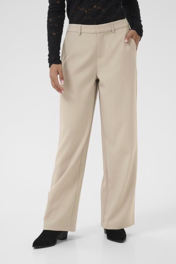 Cream Pantalon beige coupe droite 10614455