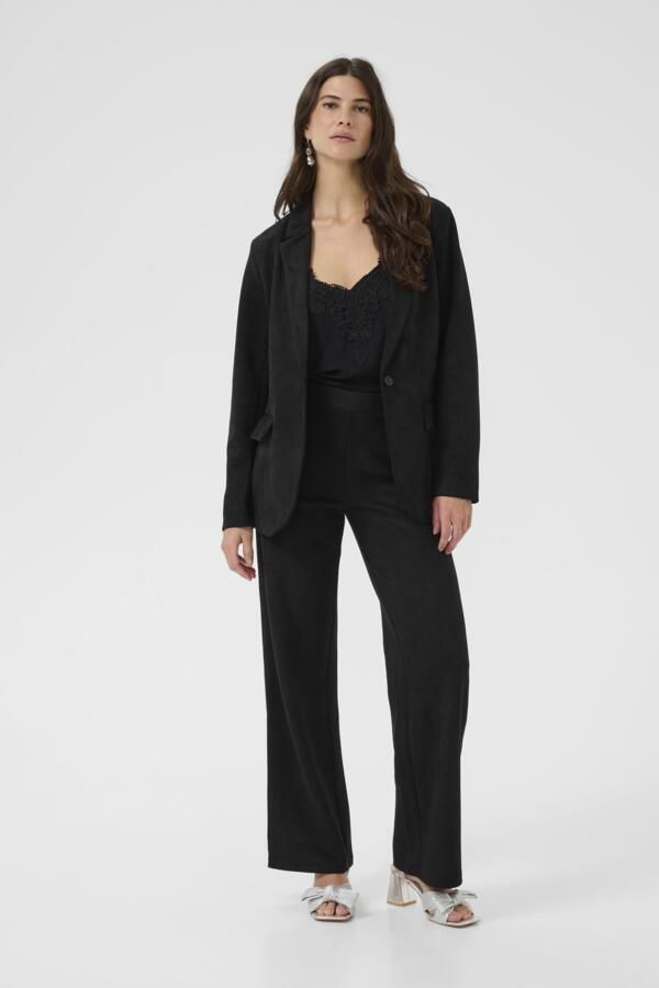 Cream Pantalon noir suède taille élastique 10614526