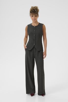 Cream Pantalon gris rayures offwhite jambes larges 10614372