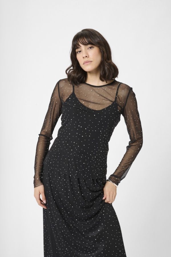 Kaffe Chandail mesh brillants noir 10510854